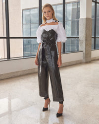 Black Vinyl Strapless Jumpsuit