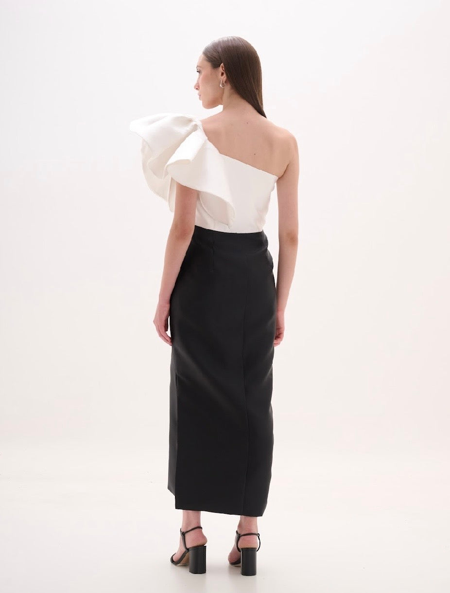 Black and White One Shoulder Peplum