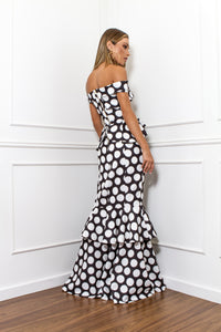 Black and White Polka Dot Off -Shoulder with Peplum