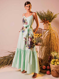 Mint Green Cotton Floral Dress