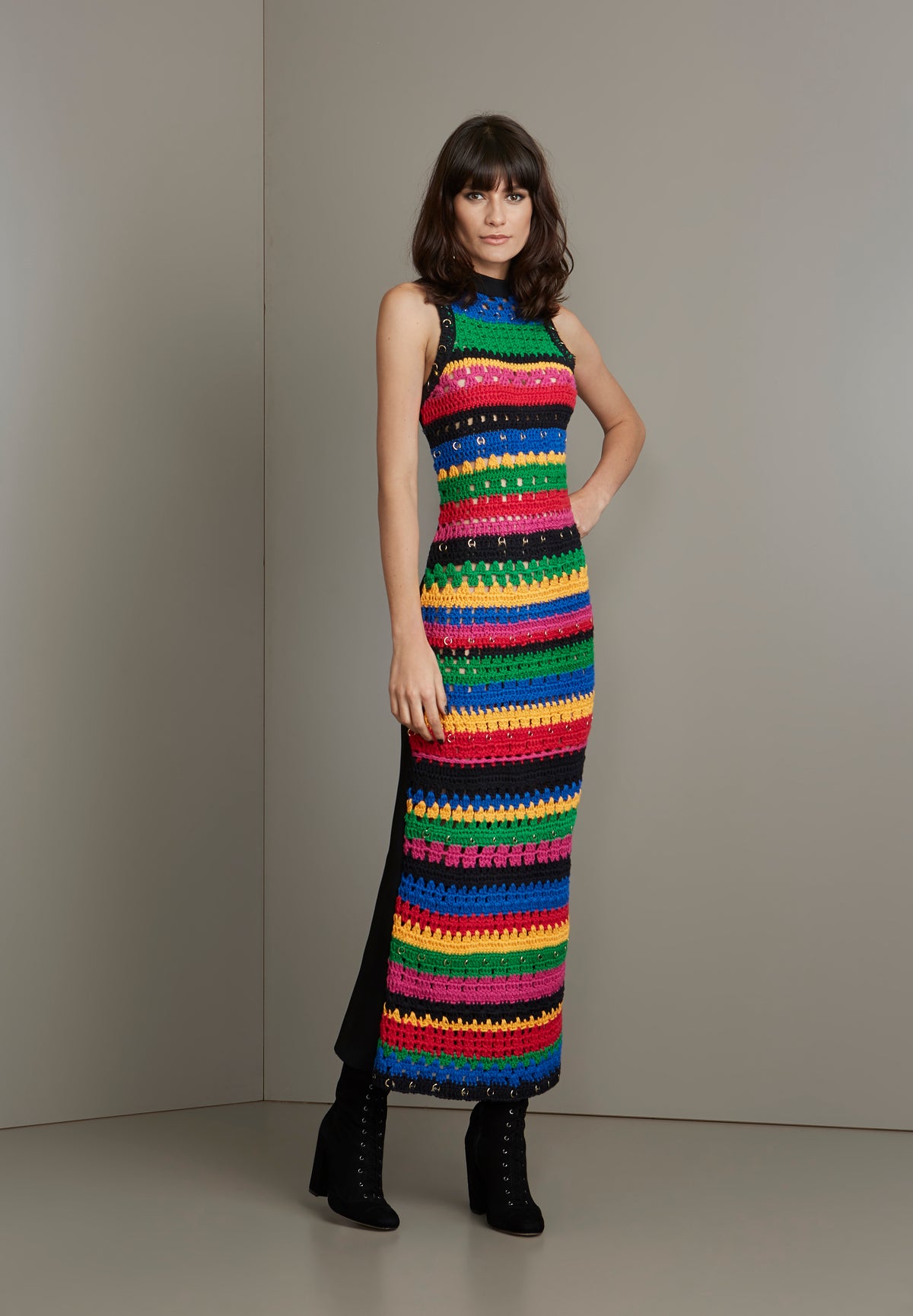 Multi-Color Crochet Two Piece Set Crop Top