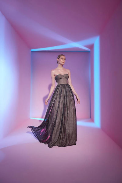 Fluorescent Silver Strapless Ball Gown