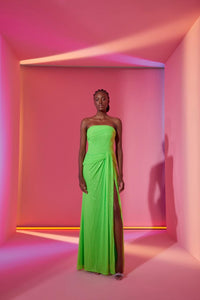Strapless Lime Green Sequin Dress