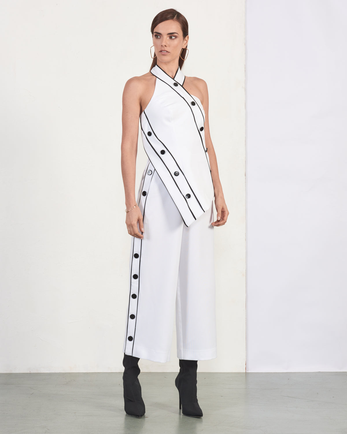 Black and White Two Piece Halter Set