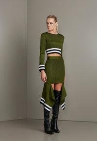 Green Bandage Black and white Striped Set