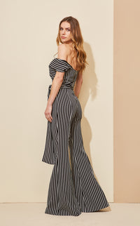Black and White Jumpsuit Off the Shoulder