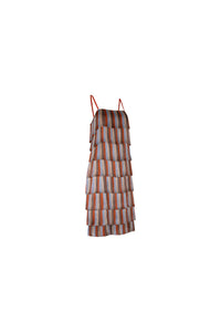 Orange Light Blue Fringe Sleeveless Dress