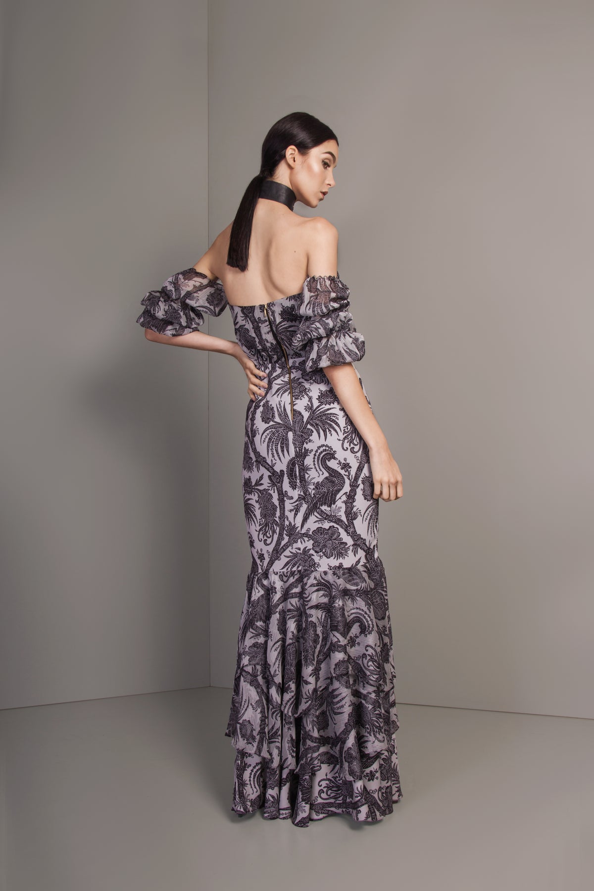 Peacock and Tropical Tree Pattern Dress