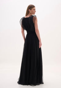 Black Tulle Structured Top Gown